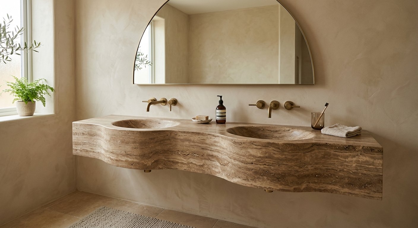 Double vasque Travertin